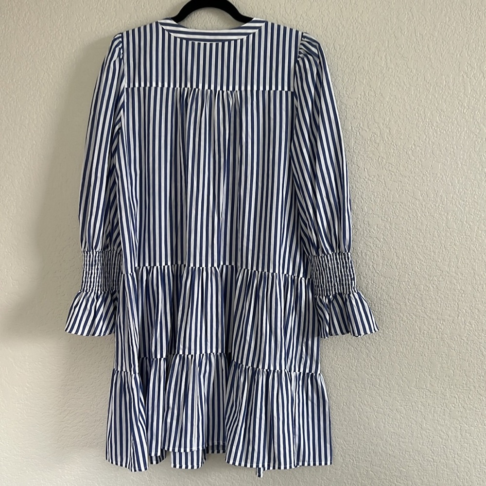 Tuckernuck Blue and White Striped Tiered Mini Dress - Picture 10 of 16